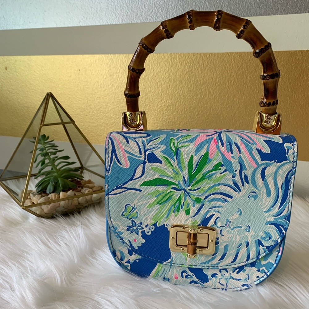 LILLY PULITZER LEILANI BAMBOO TOP HANDLE MINI BAG